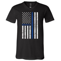 Police American Flag Respect The Blue V-Neck T-Shirt