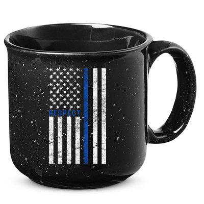 Police American Flag Respect The Blue 15oz Campfire Ceramic Mug