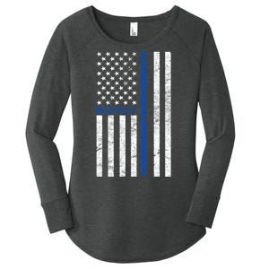 Police American Flag Respect The Blue Women's Perfect Tri Tunic Long Sleeve Shirt