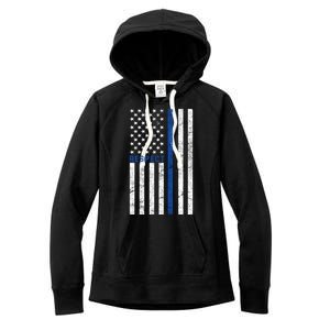 Police American Flag Respect The Blue Women's Fleece Hoodie