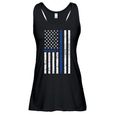 Police American Flag Respect The Blue Ladies Essential Flowy Tank