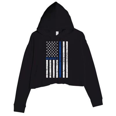 Police American Flag Respect The Blue Crop Fleece Hoodie