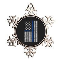 Police American Flag Respect The Blue Metallic Star Ornament