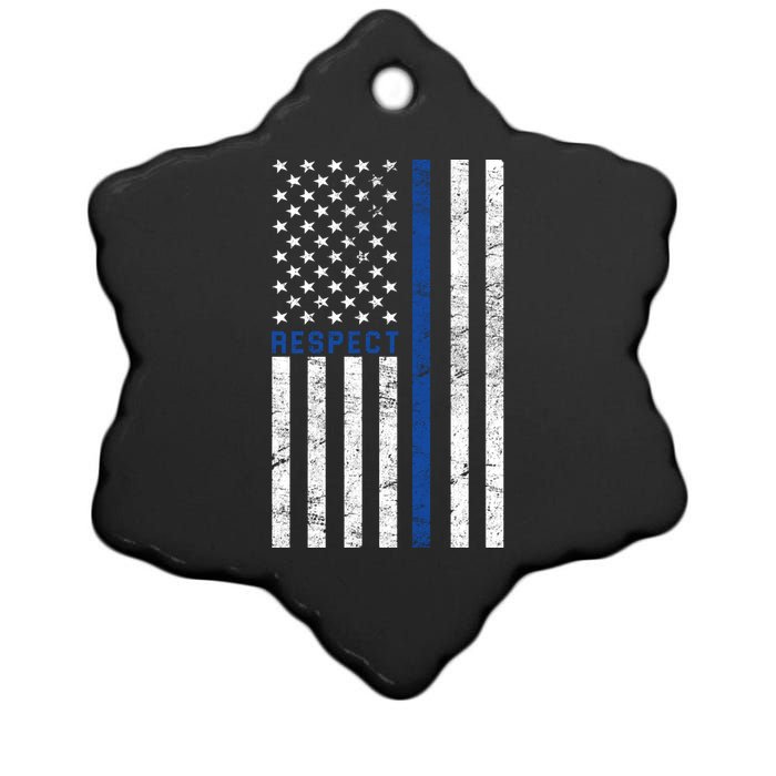 Police American Flag Respect The Blue Ceramic Star Ornament