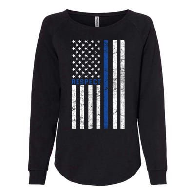 Police American Flag Respect The Blue Womens California Wash Sweatshirt