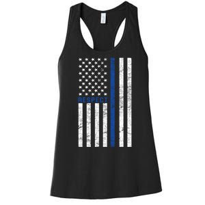 Police American Flag Respect The Blue Women's Racerback Tank