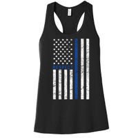 Police American Flag Respect The Blue Women's Racerback Tank