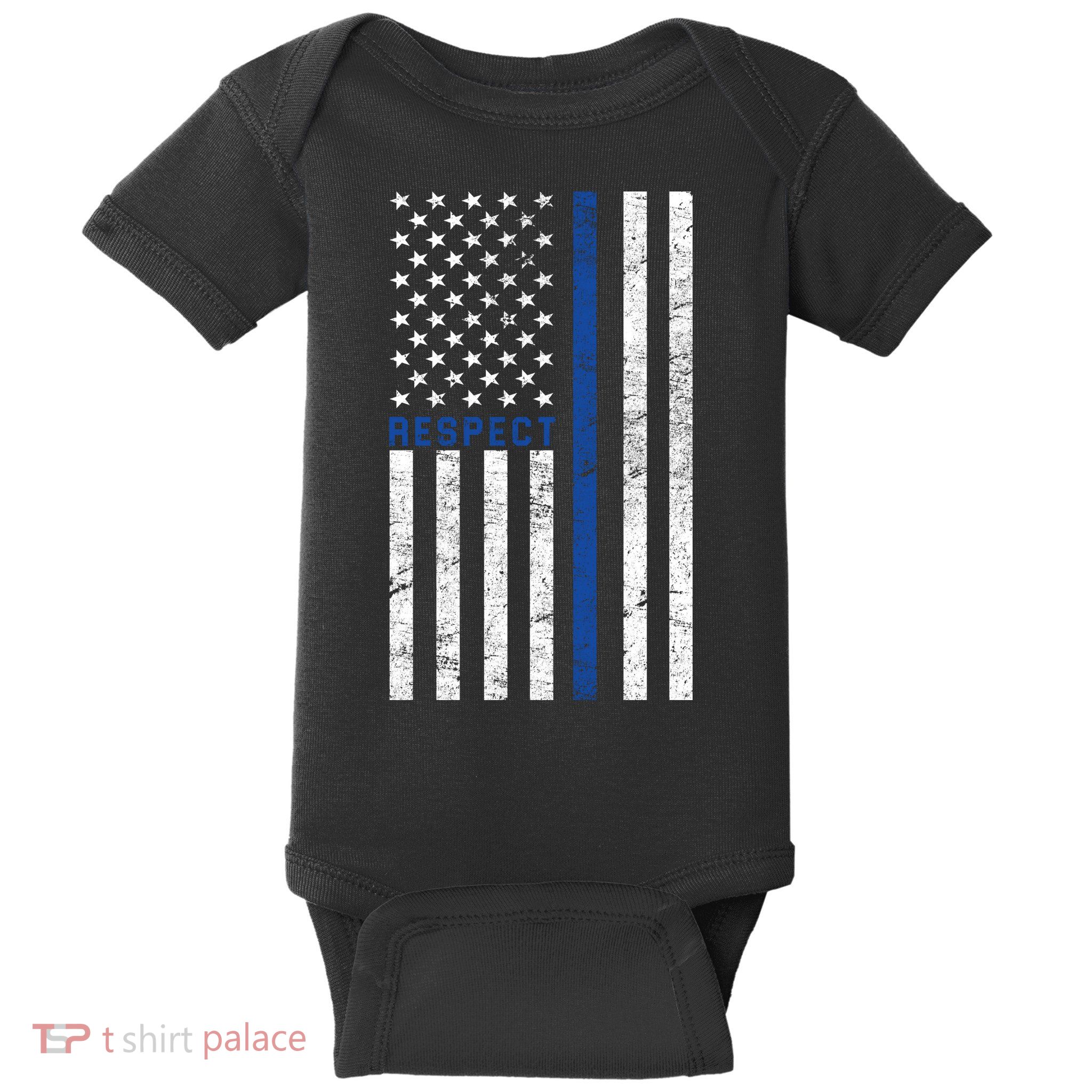 Police American Flag Respect The Blue Baby Bodysuit