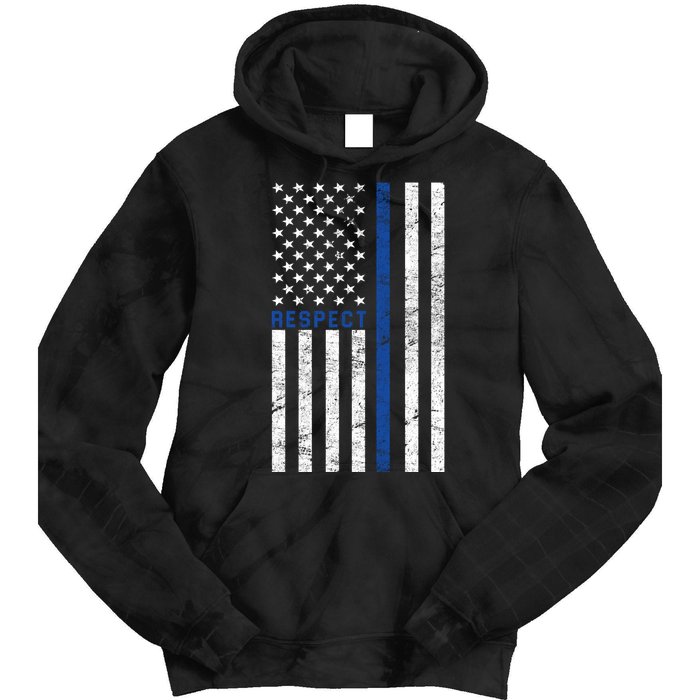 Police American Flag Respect The Blue Tie Dye Hoodie