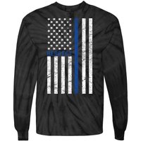 Police American Flag Respect The Blue Tie-Dye Long Sleeve Shirt