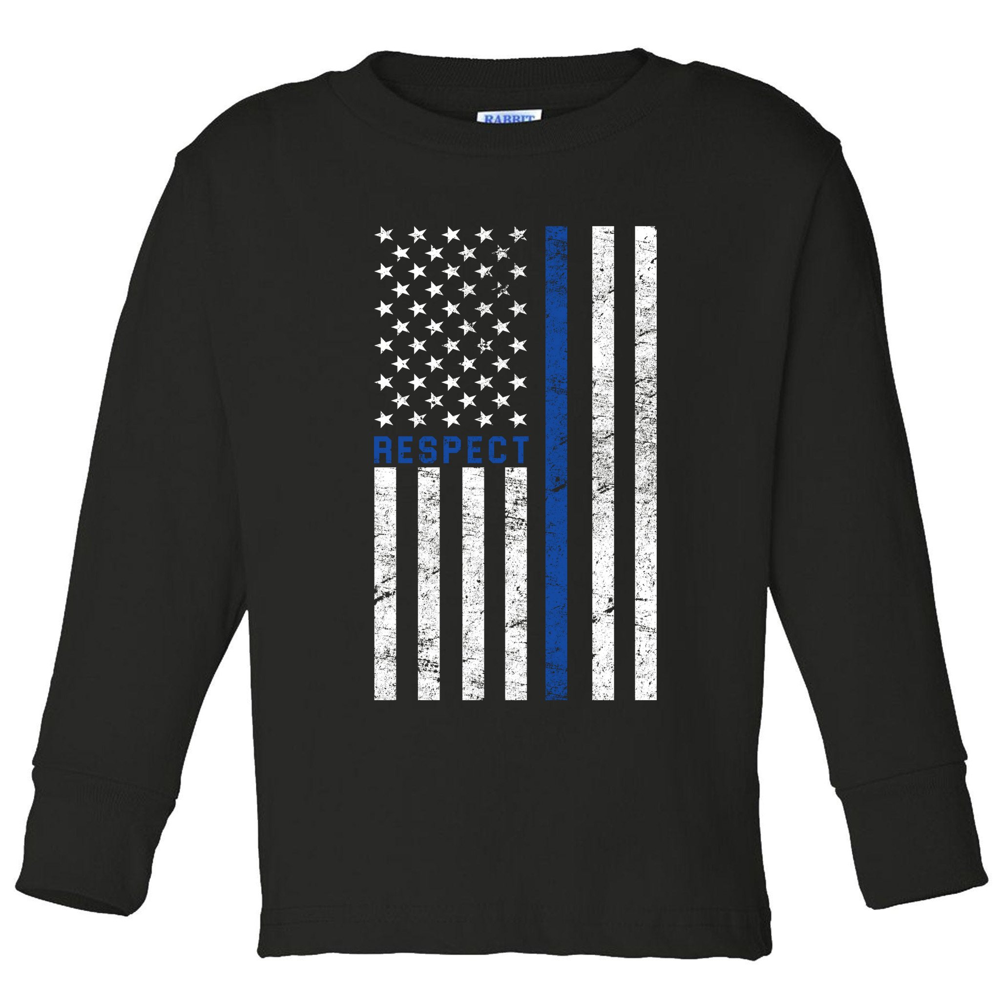 Police American Flag Respect The Blue Toddler Long Sleeve Shirt