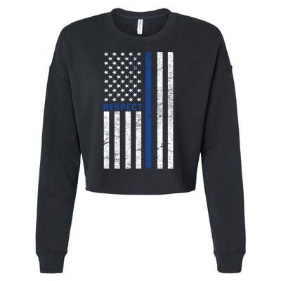 Police American Flag Respect The Blue Cropped Pullover Crew