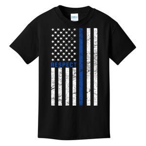 Police American Flag Respect The Blue Kids T-Shirt