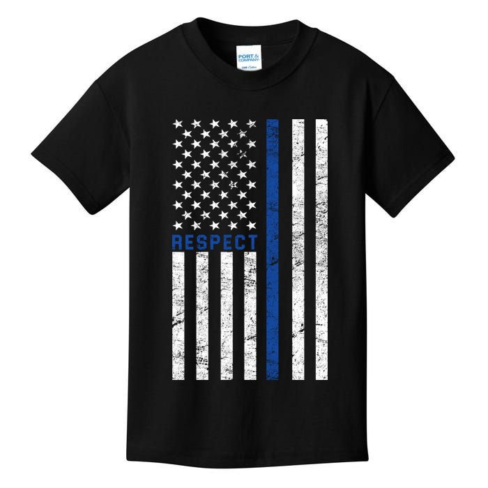 Police American Flag Respect The Blue Kids T-Shirt