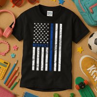 Police American Flag Respect The Blue Kids T-Shirt