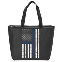 Police American Flag Respect The Blue Zip Tote Bag