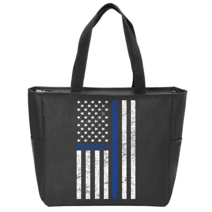 Police American Flag Respect The Blue Zip Tote Bag