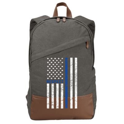 Police American Flag Respect The Blue Cotton Canvas Backpack