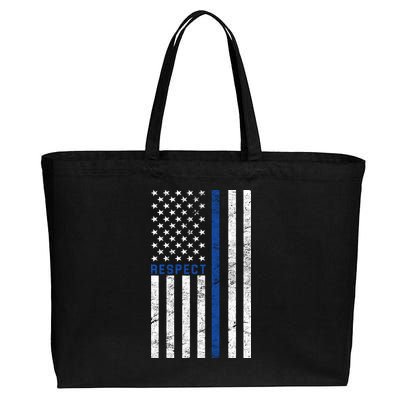 Police American Flag Respect The Blue Cotton Canvas Jumbo Tote