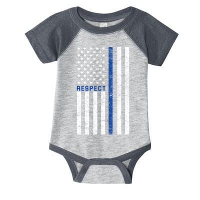 Police American Flag Respect The Blue Infant Baby Jersey Bodysuit