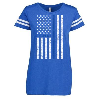 Police American Flag Respect The Blue Enza Ladies Jersey Football T-Shirt