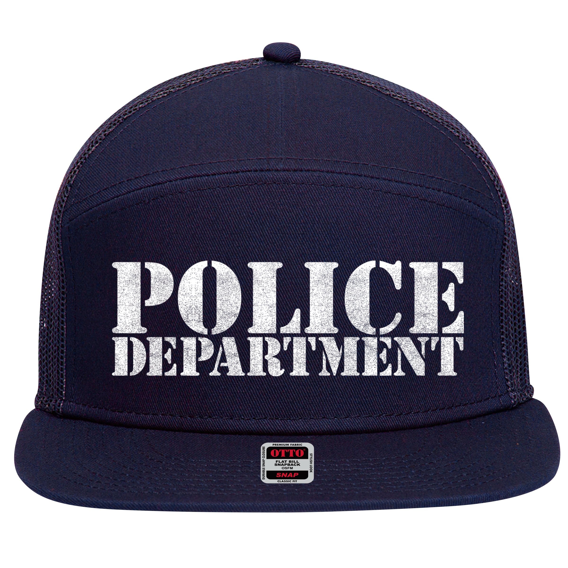Police Department Logo 7 Panel Mesh Trucker Snapback Hat