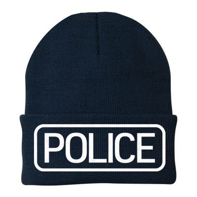 Police Distressed Logo Knit Cap Winter Beanie