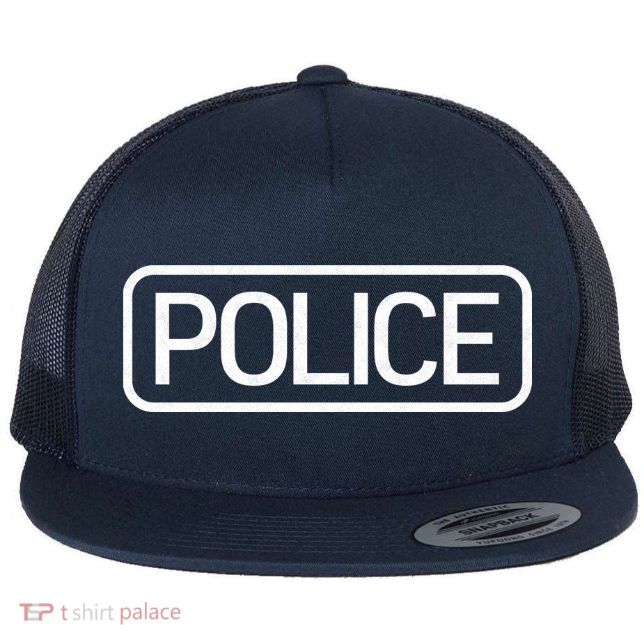 Police Distressed Logo Flatbill Hat