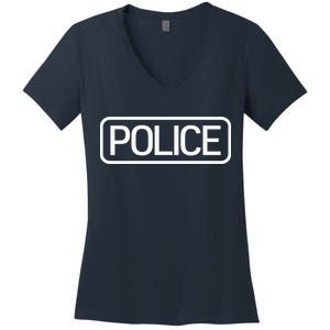 Police Distressed Logo Women's V-Neck T-Shirt