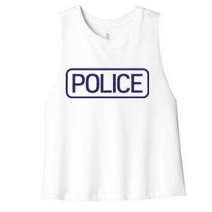 Police Distressed Logo Women's Racerback Cropped Tank