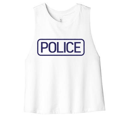 Police Distressed Logo Women's Racerback Cropped Tank