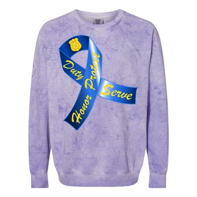 Police Duty Honor Protect Serve Ribbon Colorblast Crewneck Sweatshirt