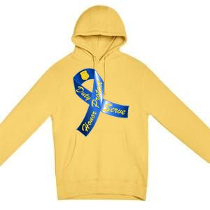 Police Duty Honor Protect Serve Ribbon Premium Pullover Hoodie