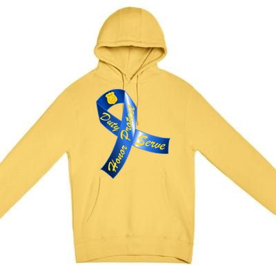 Police Duty Honor Protect Serve Ribbon Premium Pullover Hoodie