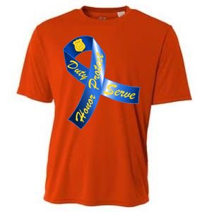 Police Duty Honor Protect Serve Ribbon Cooling Performance Crew T-Shirt