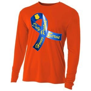 Police Duty Honor Protect Serve Ribbon Cooling Performance Long Sleeve Crew