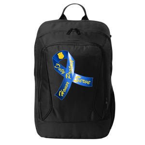 Police Duty Honor Protect Serve Ribbon City Backpack