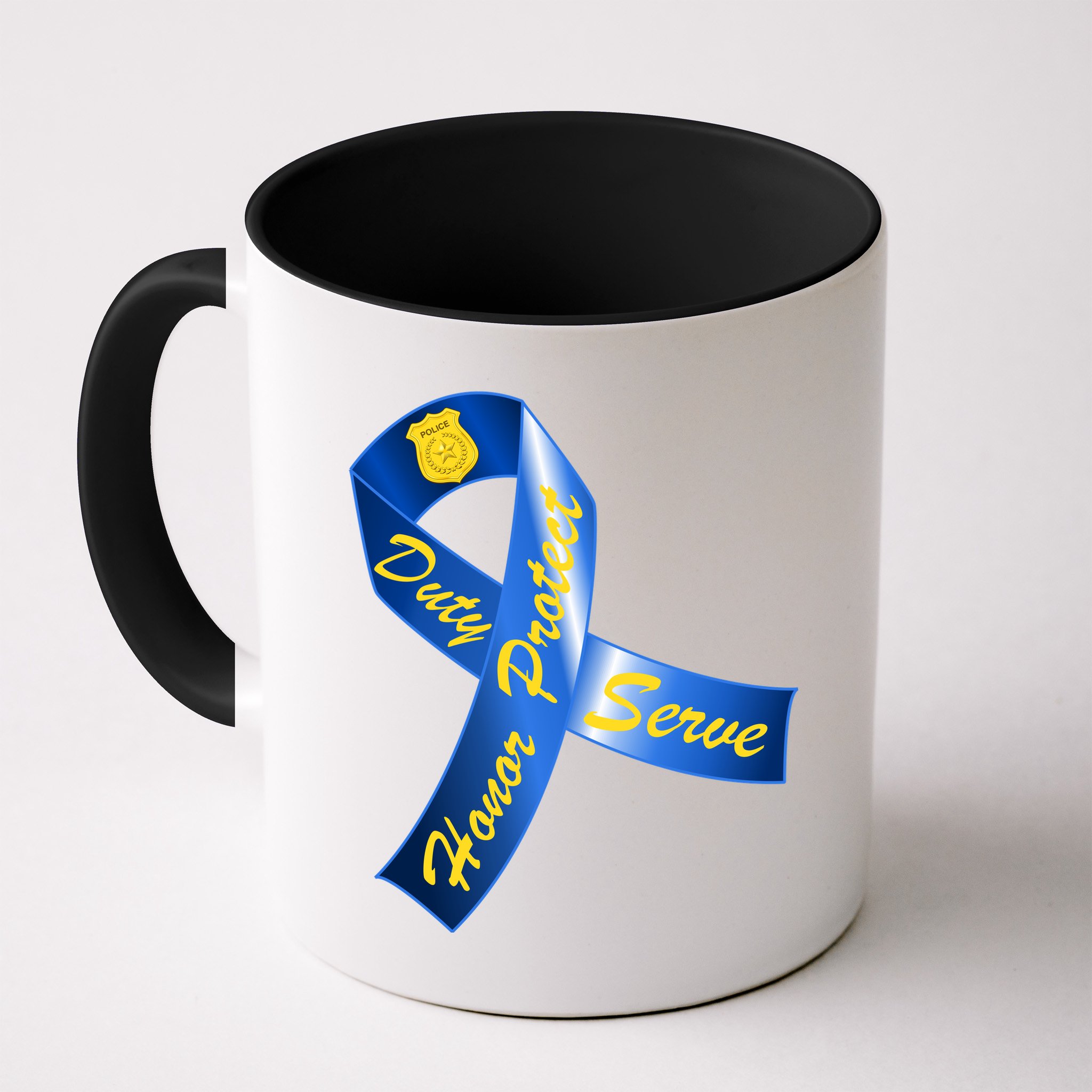 Police Duty Honor Protect Serve Ribbon Mug