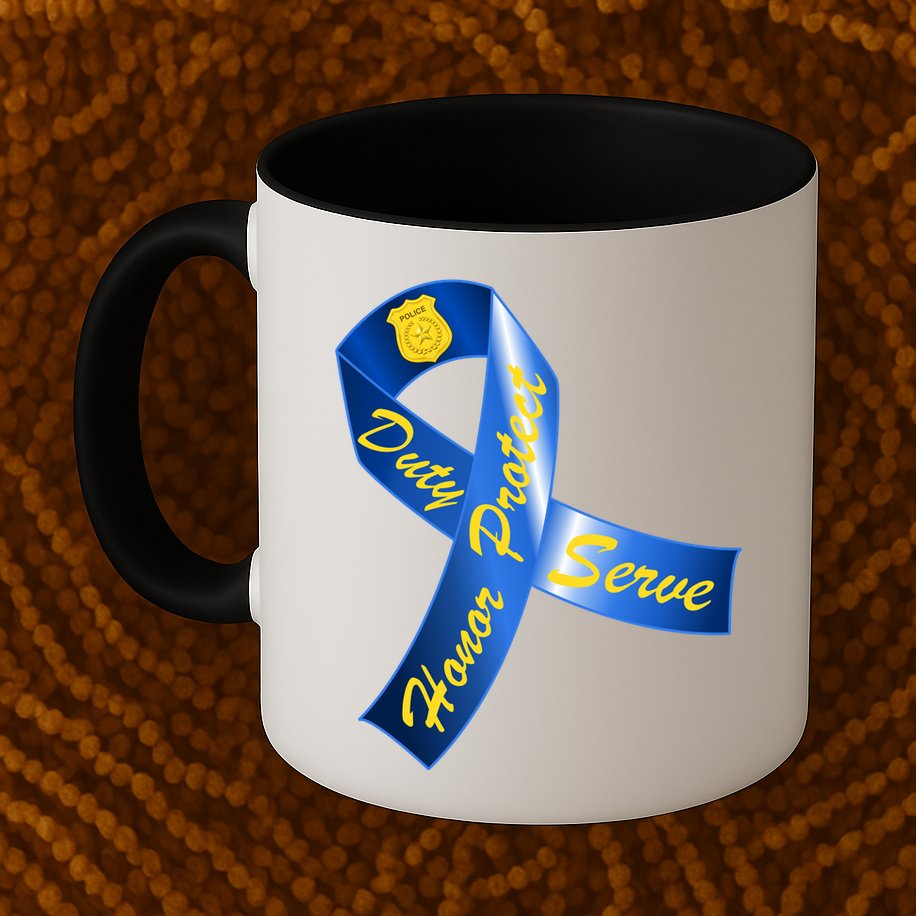 Police Duty Honor Protect Serve Ribbon Mug