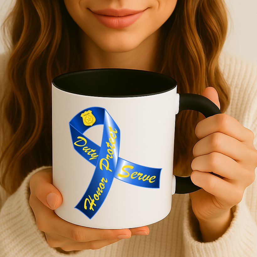Police Duty Honor Protect Serve Ribbon Mug