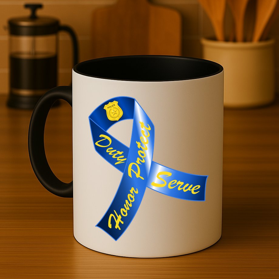 Police Duty Honor Protect Serve Ribbon Mug