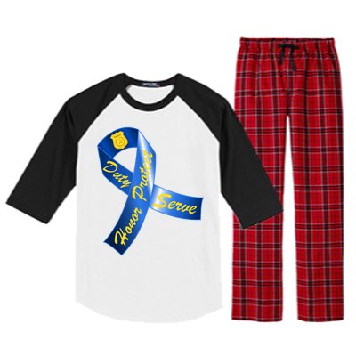 Police Duty Honor Protect Serve Ribbon Raglan Sleeve Pajama Set