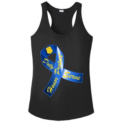 Police Duty Honor Protect Serve Ribbon Ladies PosiCharge Competitor Racerback Tank