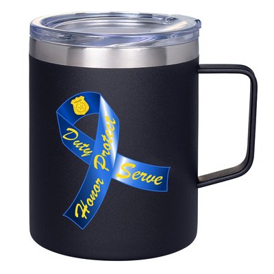 Police Duty Honor Protect Serve Ribbon 12oz Stainless Steel Coffee Mug