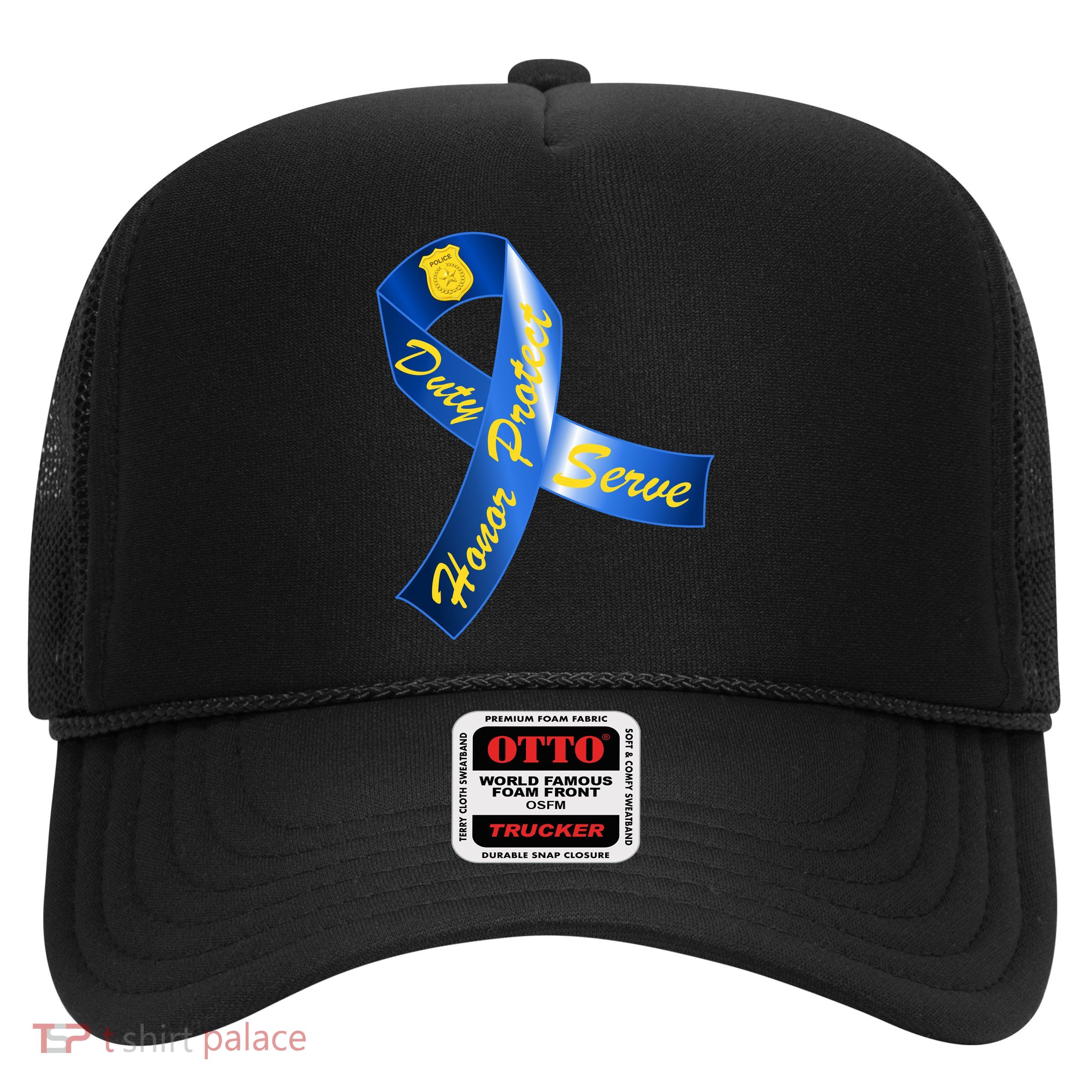 Police Duty Honor Protect Serve Ribbon Trucker Hat