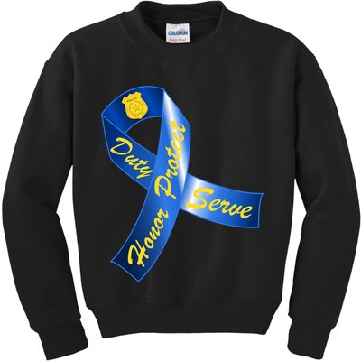 Police Duty Honor Protect Serve Ribbon Kids Sweatshirt