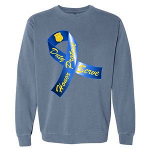 Police Duty Honor Protect Serve Ribbon Garment-Dyed Sweatshirt