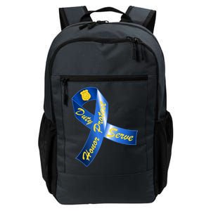 Police Duty Honor Protect Serve Ribbon Daily Commute Backpack