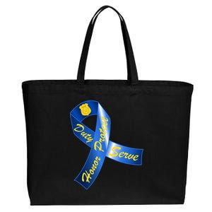 Police Duty Honor Protect Serve Ribbon Cotton Canvas Jumbo Tote