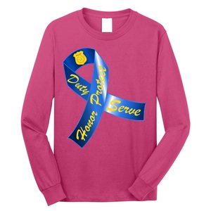 Police Duty Honor Protect Serve Ribbon Long Sleeve Shirt